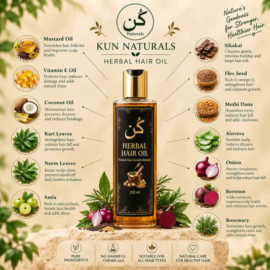 Kun Naturals Herbal Hair Oil | For Dry, Weak & Dull Hair
