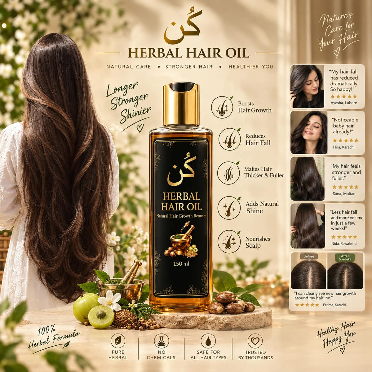 Kun Naturals Herbal Hair Oil | For Dry, Weak & Dull Hair